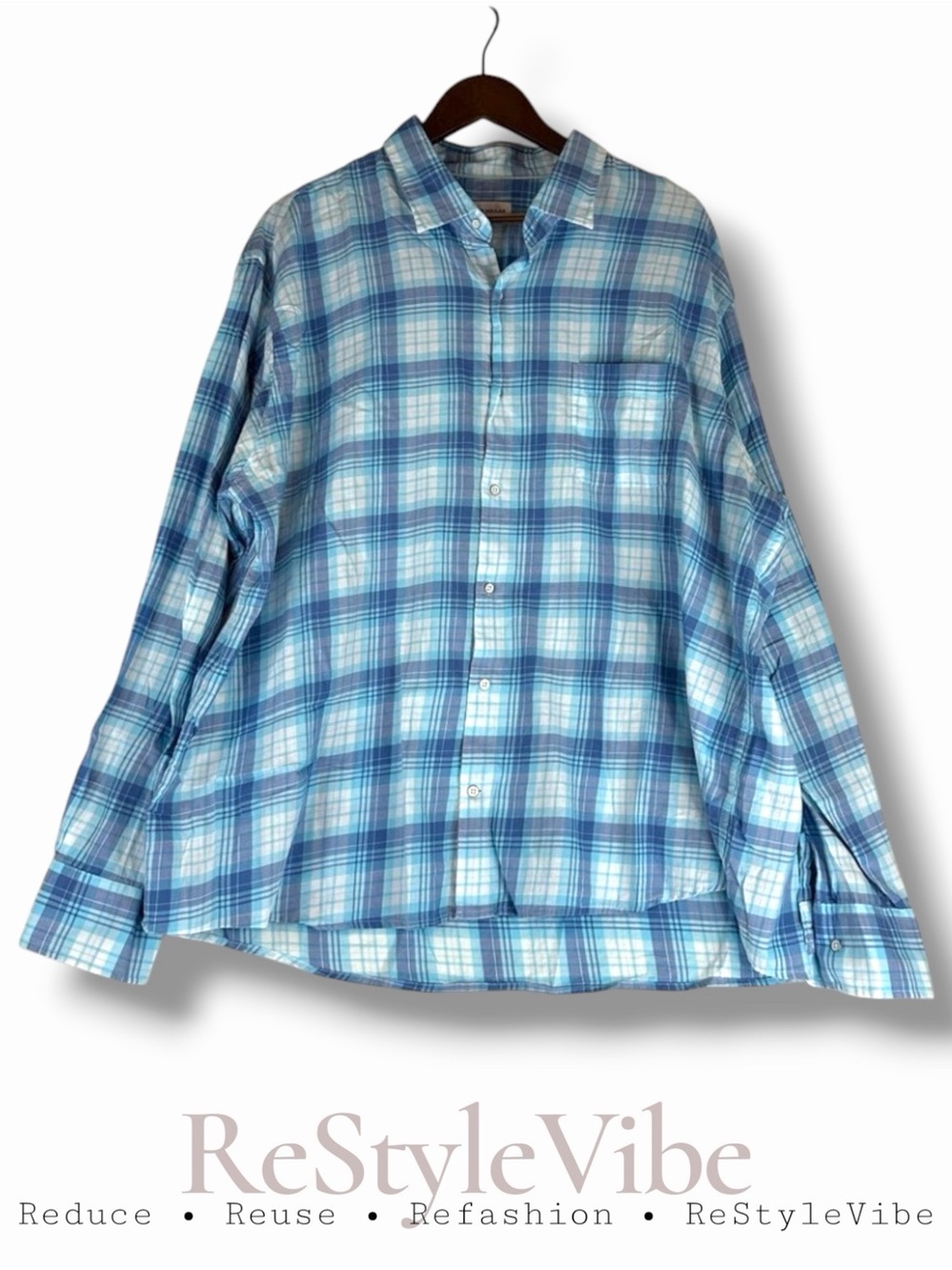PETER MILLAR Men’s Size XXL Shirt Plaid Button Down Style Blue Aqua Cotton